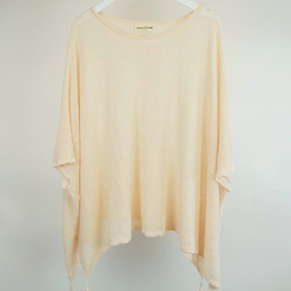Johnny Was Calme Cream Linen Knit Poncho - Picture 2 of 7